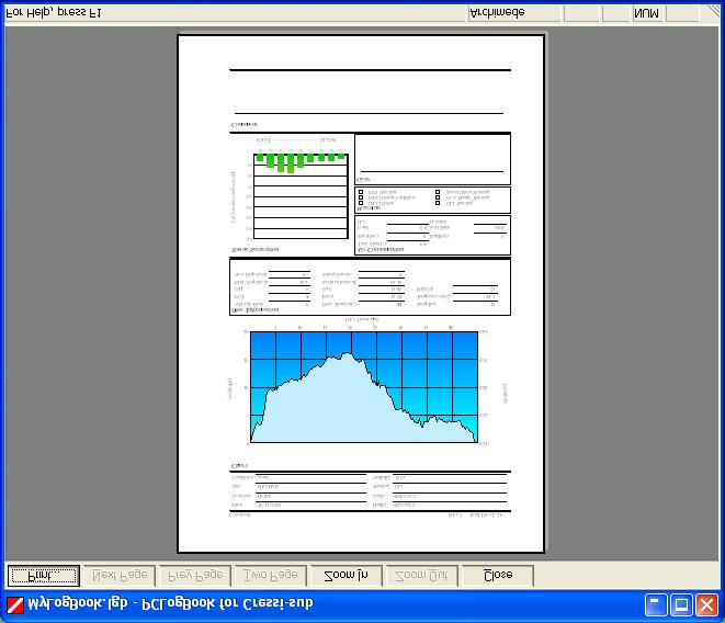 5.3.6 File-Print Preview (1) UI specification (2) Description of function Selecting "File-Print Preview" brings up a window that shows a preview of the selected dive data in the standard print layout.