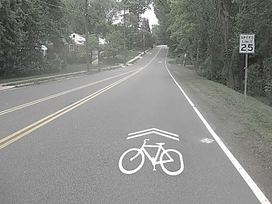 AASHTO and ConnDOT Design Guidelines Marked Shared Lanes (Sharrow) Tolland Road 11 wide lanes marked as shared roadway Minimum 2 lateral offset from