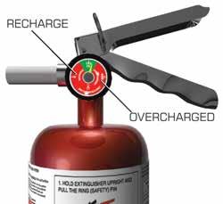 B-I extinguishers are required for boats less than 26 feet in length. Check periodically to ensure that the extinguisher is in working condition and fully charged.