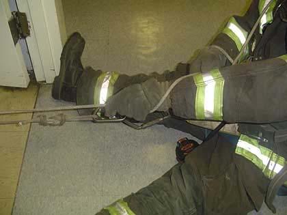 For a horizontal drag with one firefighter, we found this method to be the most effective and the least labor-intensive.