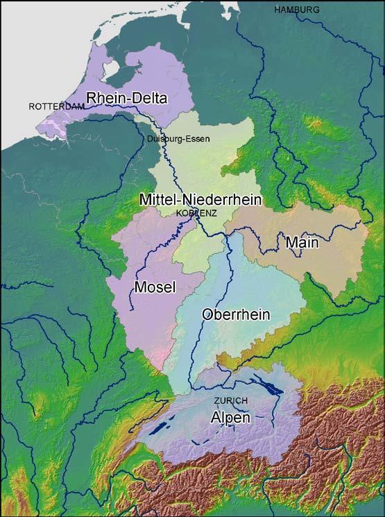 3. Hydraulic bottlenecks under changing hydrological conditions Area under investigation: Rhine 1320 km