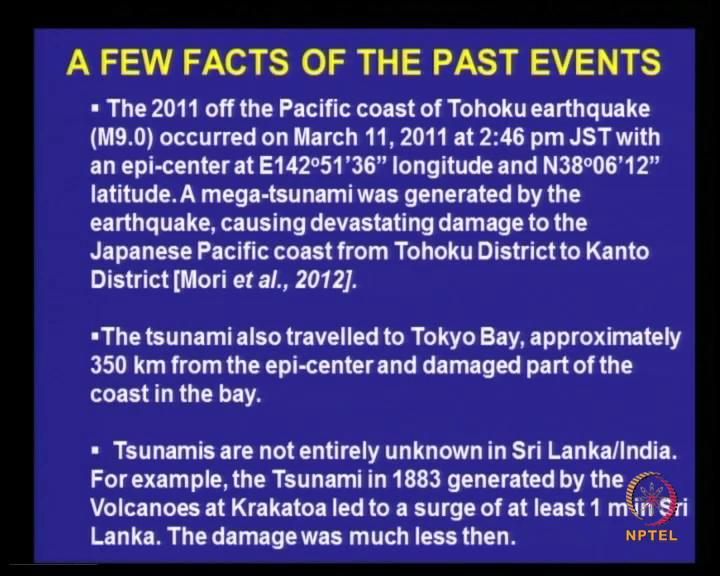 (Refer Slide Time: 19:17) Before that, a few facts of the past events again, the 2011 of the Pacific coast Tohoku earthquake that is on the rector, it was 9 that occurred on March, 11th 2011 at 2.