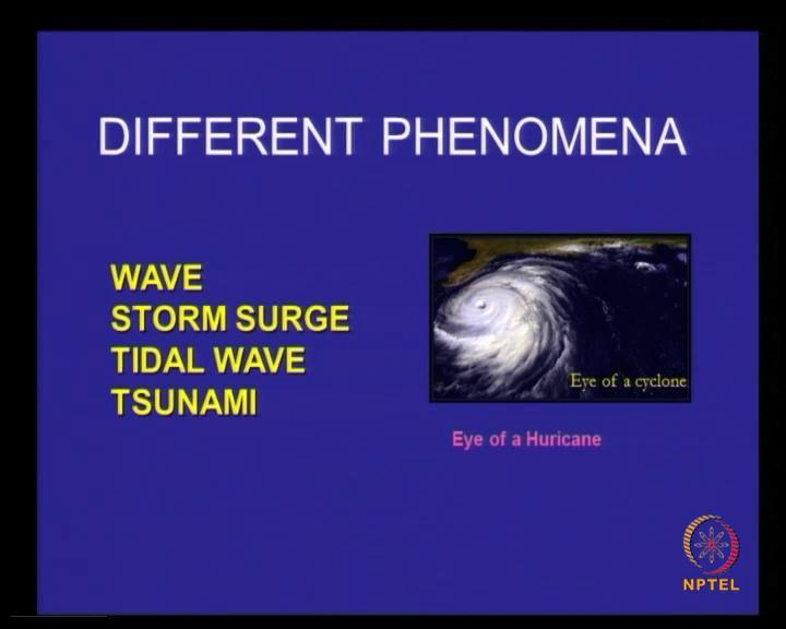(Refer Slide Time: 02:00) The different phenomena what is a wave? What is a strong surge? What is the tidal wave? What is the tsunami?