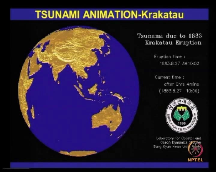 (Refer Slide Time: 28:26) Now, you look at this is the Krakatoa island that occurred in 1883 that is in Japan, where this was a volcano eruptions, so you see