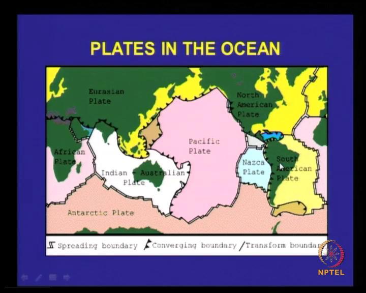 (Refer Slide Time: 32:04) So, when you look at the plates in the ocean, you see that this is the Indian plate, this is the Australian plate, and this is the Pacific plate, and here the Burma plate,