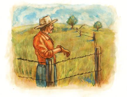 When Carl had been working for the Lazy L for about ten years, something big happened. Barbed wire was invented. People could unwind this wire and attach it to fence posts.