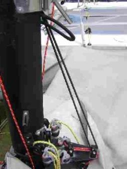 Shadow Tips and tricks Bridle Wire Cover (X Only) To stop the spinnaker clew catching on the port bridle wire during drops, some Shadow X