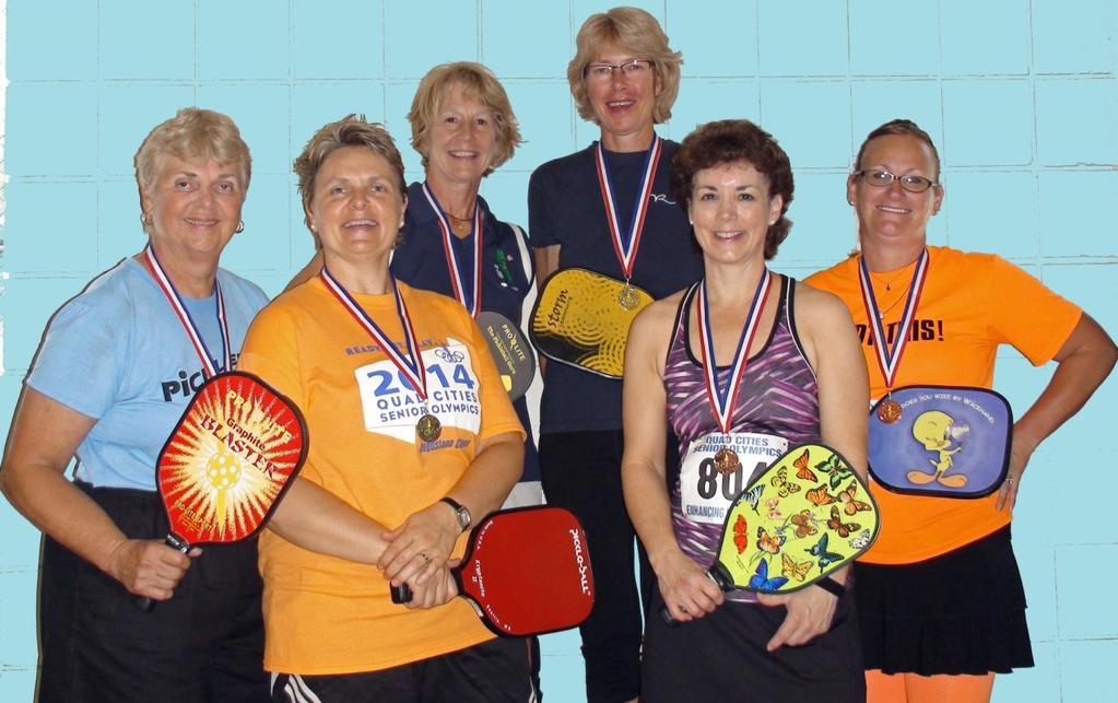 Results Women s Doubles 40-54 From left, Silver Medalists Mo Brandle and Chris Ciasto; Gold Metalist Debra Yandell and Karen Jacobs; and Bronze Medalists Julie Edmonds and Tammy Miller.
