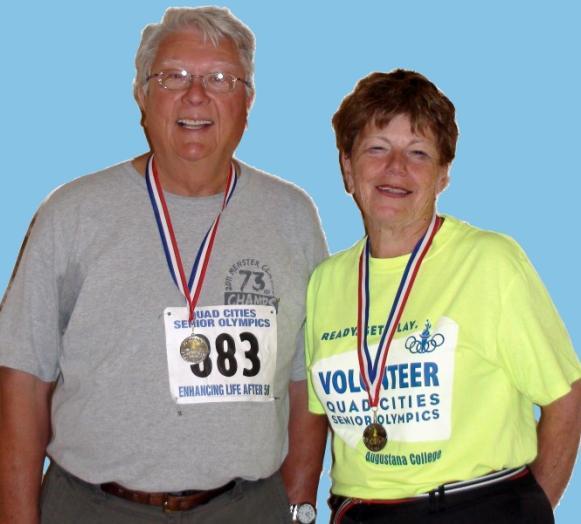 Results Mixed Doubles Ages 70-89 From left, Silver Medalist Don Menster and Jolane Otto; Gold