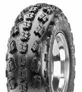 KNOBS ON REAR TIRE OFFER EXCELLENT TRACTION WHILE ALLOWING CONTROLLED SLIDES FOR CORNERING FRONT TIRE COMBINES AGGRESSIVE CENTER LINE WITH ANGLED OUTER KNOBS FOR PRECISE STEERING, STRAIGHT-LINE