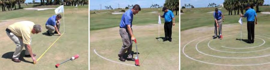 When setting the grid lines and flags, use a range-finder to measure the distance both back to the teeing ground and across the grid.