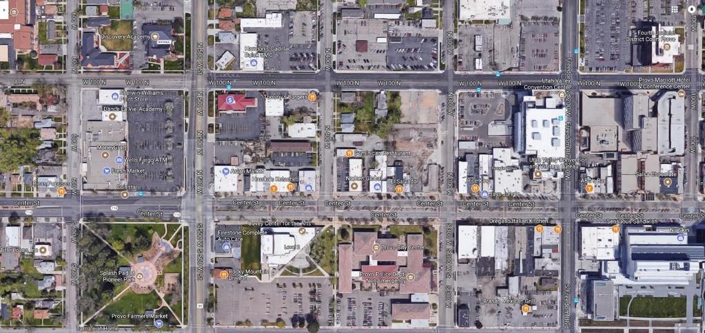 Case Study: Provo, Utah Population of 115,264 Downtown Provo Walkscore: 87 766 units per sq. mile 2,653 people per sq.