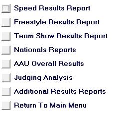 Results Once all the scores for Speed, Freestyle, or Team Show events have been entered, the results can be generated. 1.