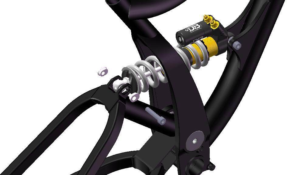 Frame adjustment Bottom bracket height and head tube angle To make the adjustment: - Remove the rear shock mount bolt - Remove the two shock mount