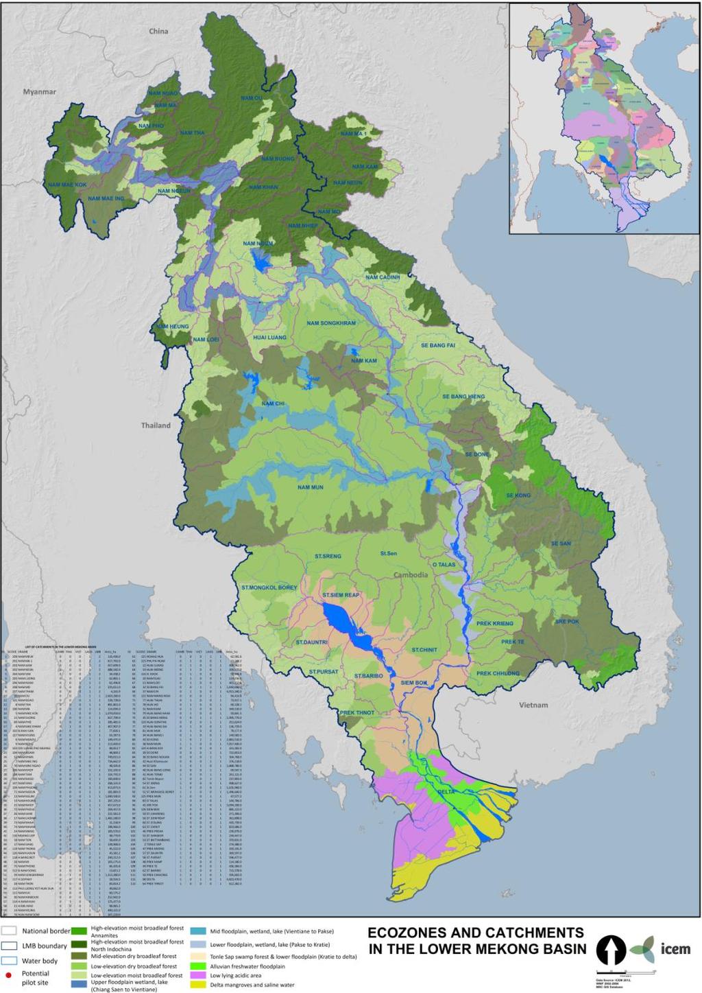 Overlay of catchments on