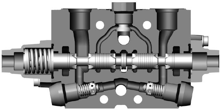 35 bar) FPC Hydraulic, proportionally controlled, spring-centered spool actuator with a fourth position for shifting the spool into the float position.