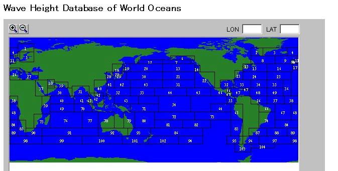 2.2 The Database of Wave Height of World Oceans On the Access menu at the bottom of the database homepage, click [Access to Wave Height Database of World Oceans] (Fig. 14). Fig.14 Access menu.