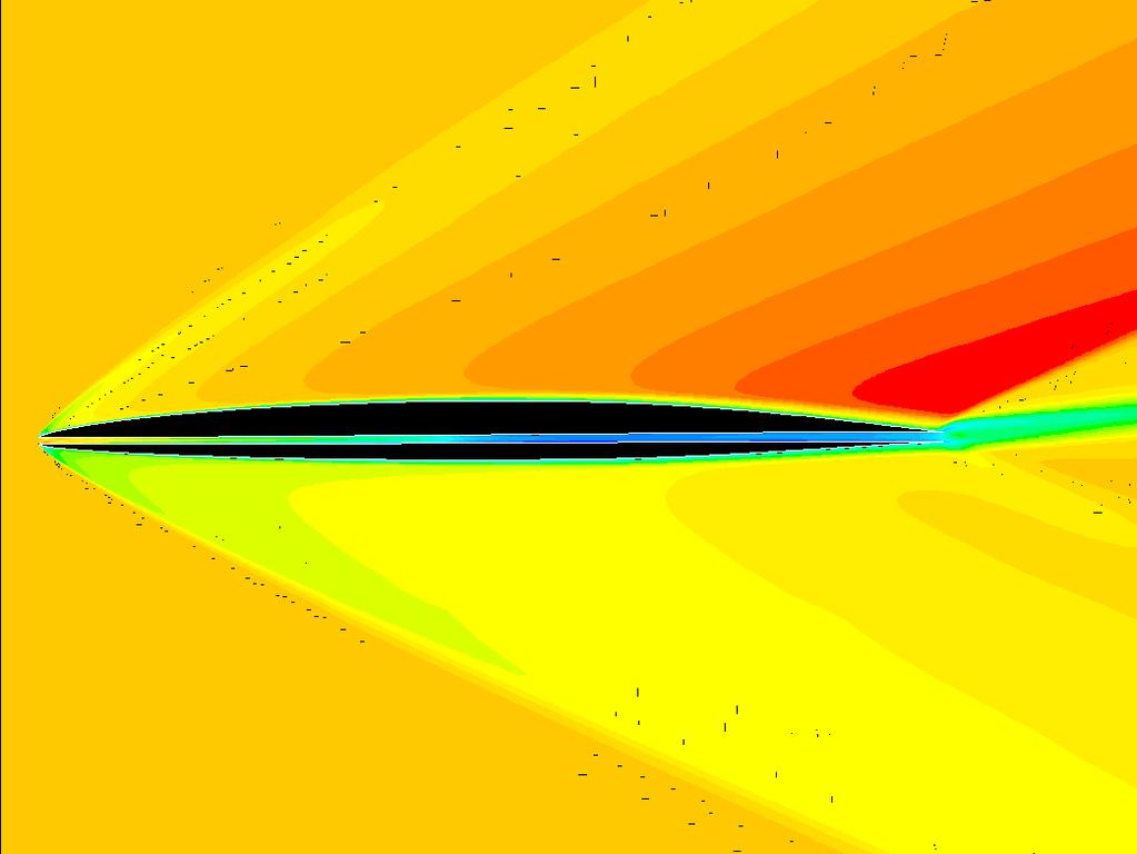 The flow for the rounded channel cases was choked and a bow shock formed in front of the leading edge of the airfoil, with a comparable location to the baseline airfoil.