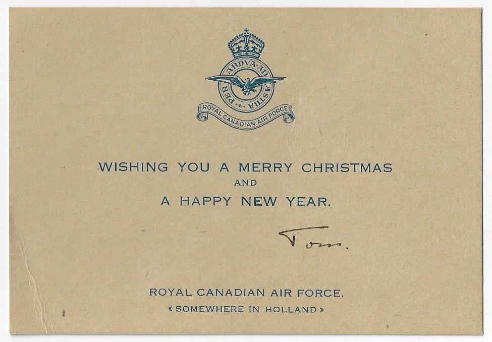 RCAF somewhere in Holland Christmas and New Year card mailed from