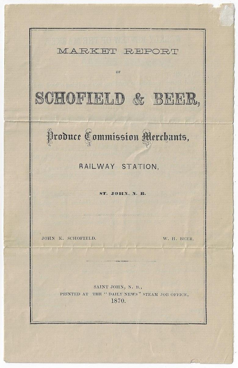 John NB on market report of Schofield & Beer (produce commissions