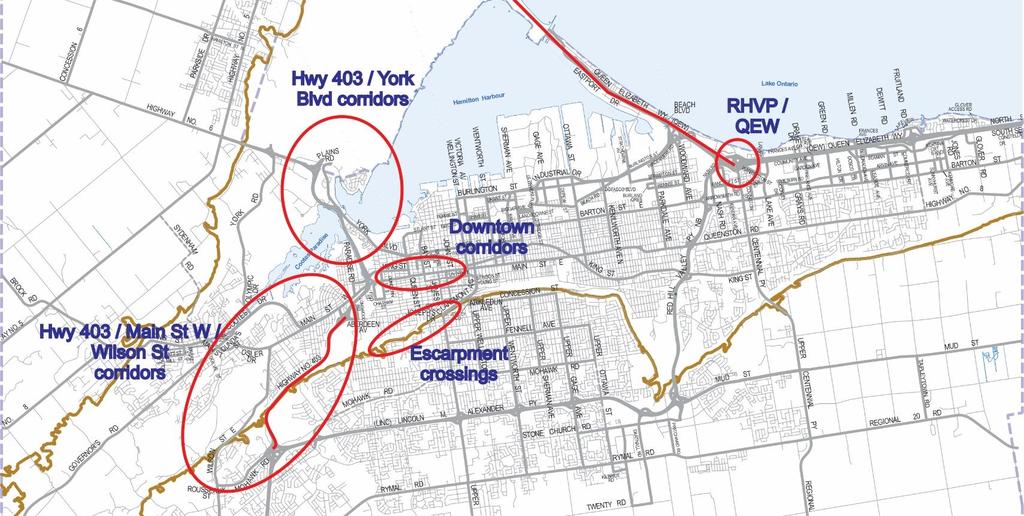 EXISTING (2011) CONGESTION AREAS (AM PEAK HOUR) Congestion on Provincial facilities