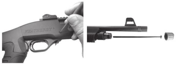 Unload the Shotgun (refer to Unloading the Shotgun page 13) and disassemble the barrel from the receiver.