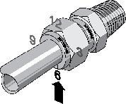 Fully insert the tube into the fitting and against the shoulder; rotate the nut finger-tight.