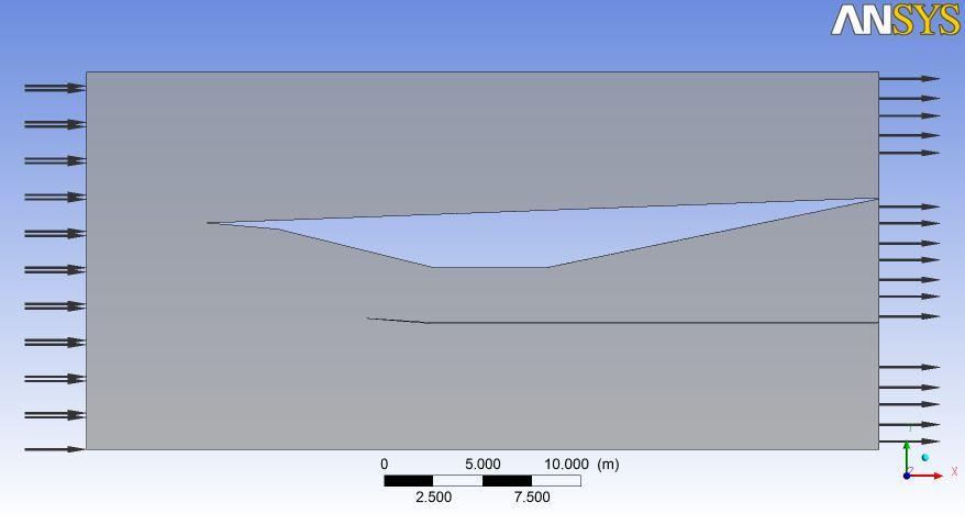 Figure 7 Ramp inlet CFX-PRE Same as the conic inlet the pressure contours are considered and the total pressure is calculated using these contours at the Mach number 1.7. Figures 8 and 9 shows the pressure contour 1 and the total pressure contour 1 for the ramp inlet.