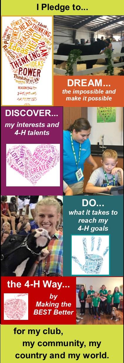 Dream Big, Work Hard and Make Your 4-H Experiences Count! Read the 4-H Clover Graham and future ones for 4-H and Fair updates, deadlines and more! Take advantage of all that is offered!