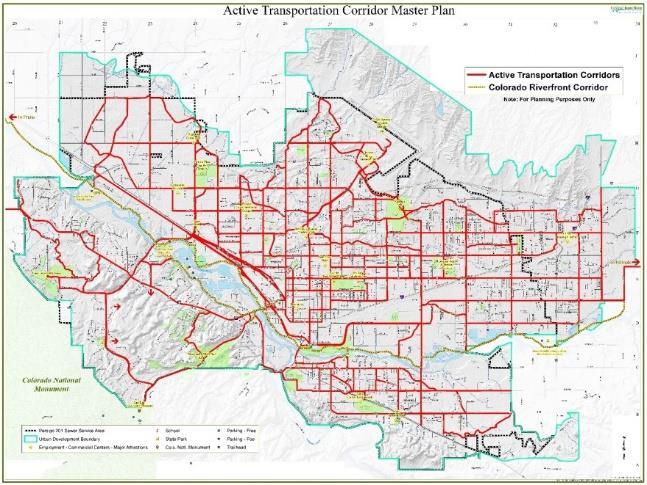 The Active Transportation Corridor Map will be used to support more detailed planning and implementation, including capital construction of sidewalks, bike lanes and trail infrastructure.