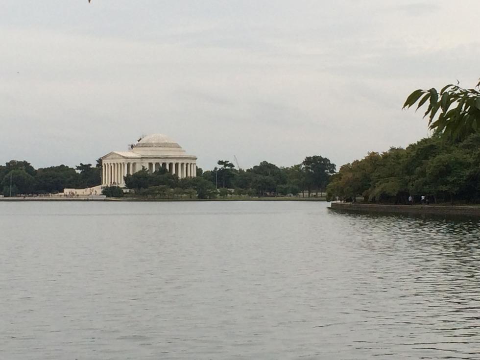 If you look across the Tidal Basin you will see the Jefferson Memorial.