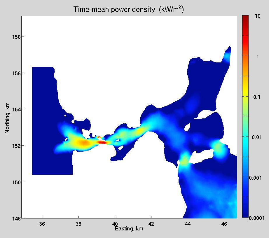 Washington. Power densities in Deception Pass were found to be very high, as expected from looking at NOAA predictions and the bathymetry in the area.