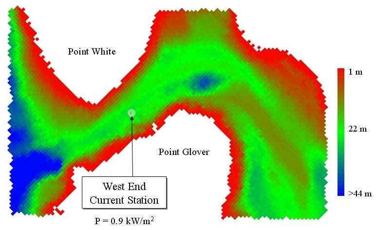 1 In-Stream Resource Kinetic power densities and bathymetry are shown in Figure 3-44 (NOAA