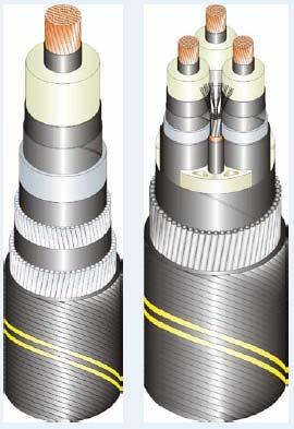 Figure 3-52. Armored submarine cables (Source: EPRI 2007) For this project, three-phase cables with double armor and a fiber core would likely be used.