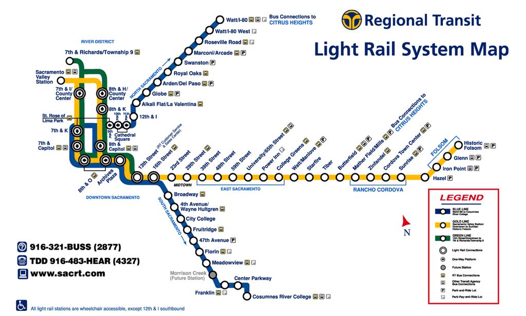 SacRT - Existing Light Rail Services Light Rail is owned and operated by SacRT Blue line