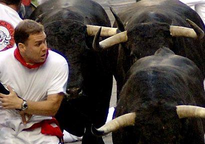 The wait was longer than the Bull Run itself, which only takes about 3 to 4 minutes albeit, the most dangerous and exhilarating three minutes of your life. There are always injuries.