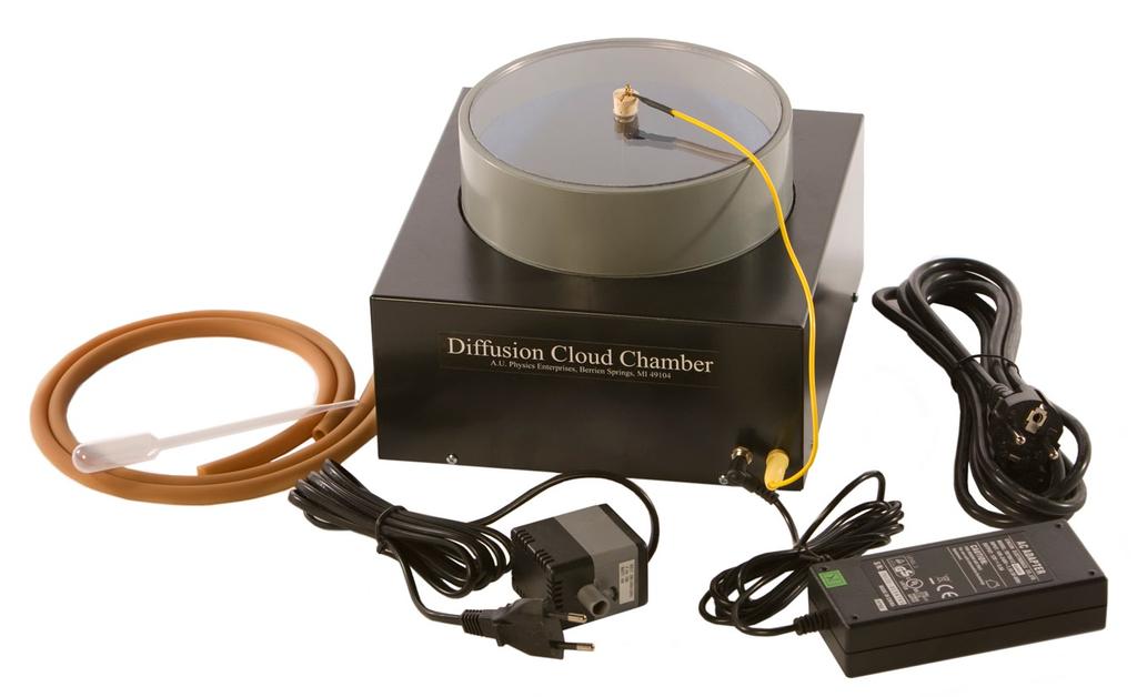 Diffusion Cloud Chamber The Diffusion Cloud Chamber is used to view high energy alpha particles, lower energy beta particles, and electrons that are produced from such sources as radioactive