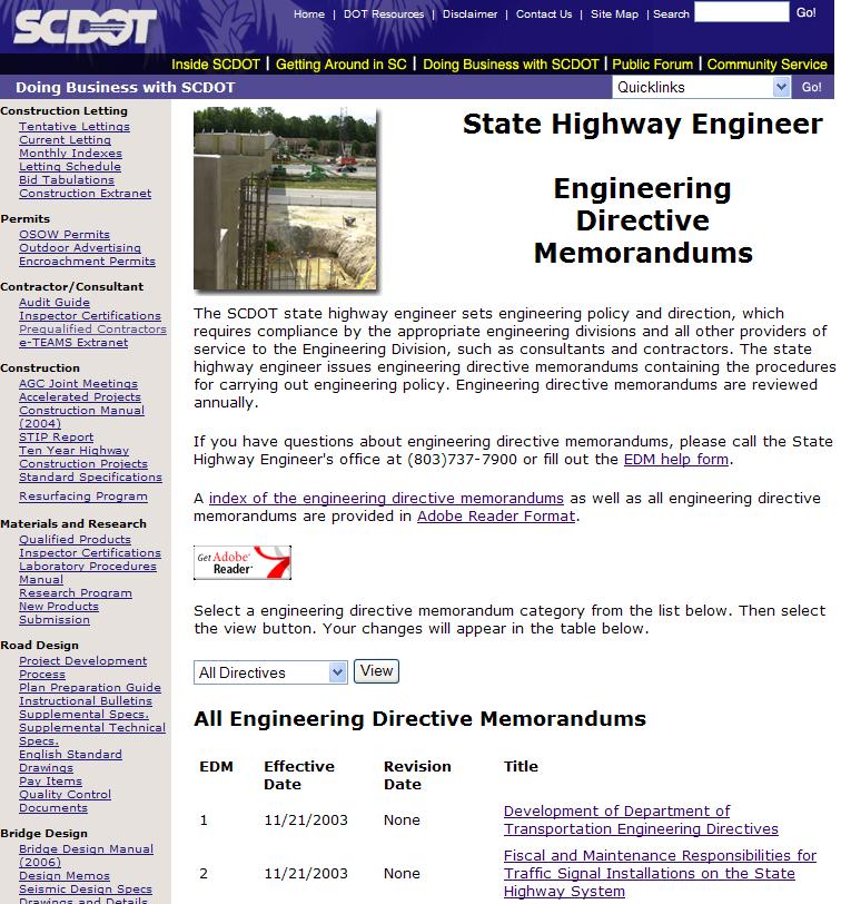 ACCESS AND ROADSIDE MANAGEMENT STANDARDS D-1 Appendix D Engineering Directives All SCDOT Engineering Directives are
