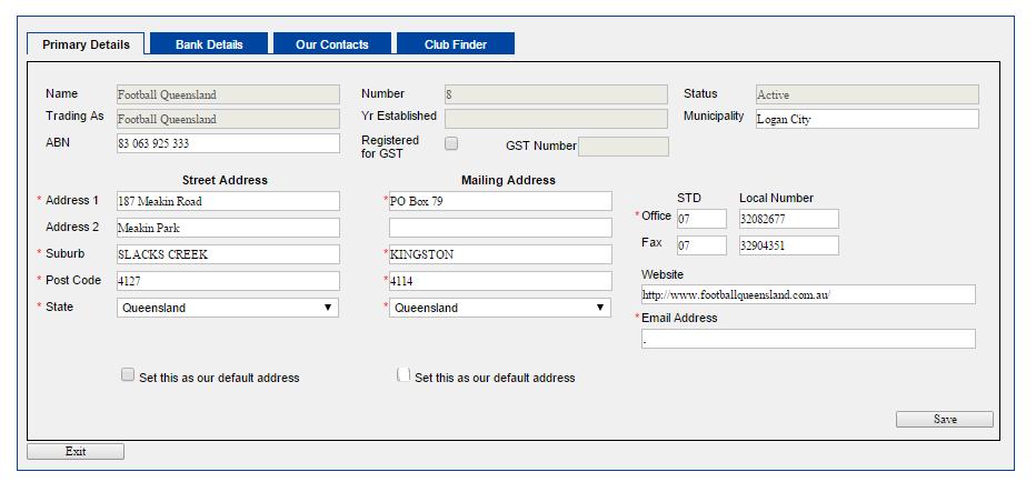 your street address. NOTE Ensure you select Your Street Address as default address to ensure your location is listed on Club Finder correctly.