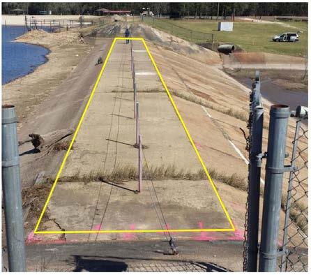 Page 3 of 5 SPILLWAY CREST Figure 3 - Photo of Surveyed Figure 4 - Void Survey Results The spillway crest measures 12-feet in width and 200-feet in length.