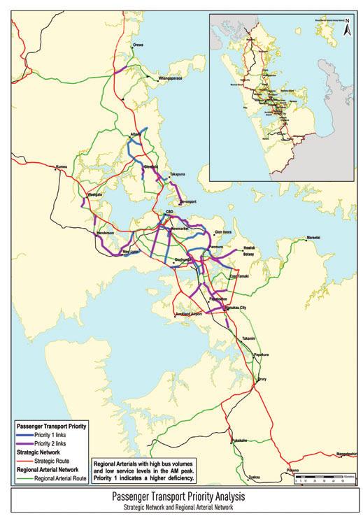 Passenger transport priority analysis Regional arterials with high bus volumes and