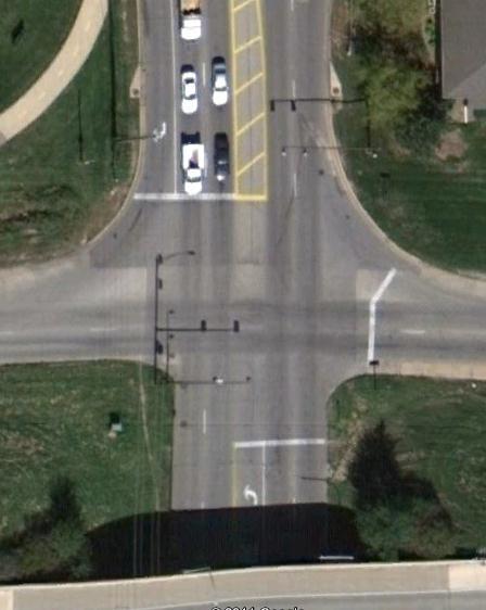 The intersection is made up of two two-way streets.
