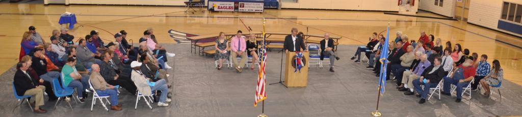 Government Club President Kelsey Briggs and VicePresident Lilly Schneberger introduced the veterans. Principal Cliff McCown welcomed the group and Jarrett Selmon recited a Veterans Day poem. Mr.