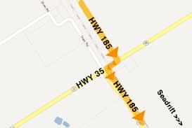 From 87 in Victoria, turn Left onto Business 59/US 77 (Houston Hwy) traveling 1/2 mile, then turn right