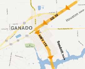 From Houston (approximately 150 miles) Take Highway 59 to Ganado Exit Highway 59 at Highway 172 Take Highway 172 South