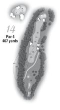room for error. A well-placed drive will leave an approach shot of about 190 yards to a small, well-bunkered green.
