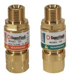 5 times. Model GG Torch and Point-of-Use flashback arrestors are combination reverse flow check valve and flame barrier in one body.
