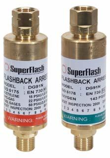 HIGH FLOW FLASHBACK ARRESTORS FOR HIGH FLOW APPLICATIONS High Flow Torch and Regulator Mount Flashback Arrestors Due to the recent increase in popularity of alternate fuel gases for oxyfuel welding,