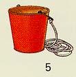 Fire buckets Examination criteria Two buckets, each with a capacity of 10 litres or more, for a pleasure craft over 12m and not over 20m in length; The buckets must have a minimum capacity of 10