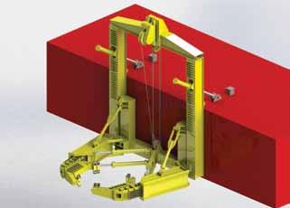 Wind turbine foundation arms (hull mounted) Houlder has designed a gripper frame for operation when a deck cantilever is impractical.